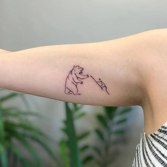 Bear tattoo on the shoulder for women