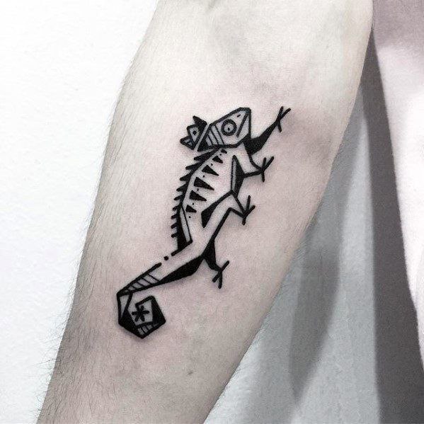 Chameleon tattoo on the forearm for men