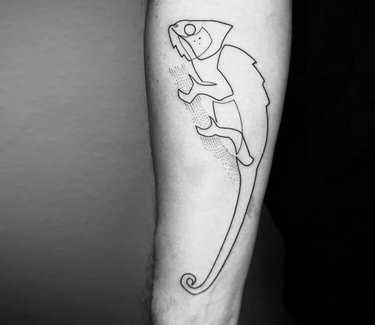 Chameleon tattoo on the forearm for men