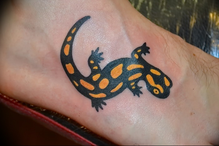 Salamander tattoo on ankle for women