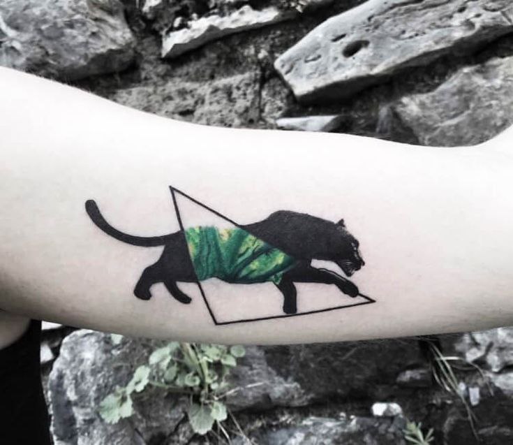 Panther tattoo on the arm for men