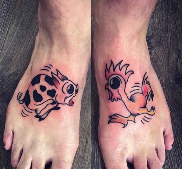 Tattoo of a pig on the ankle for men