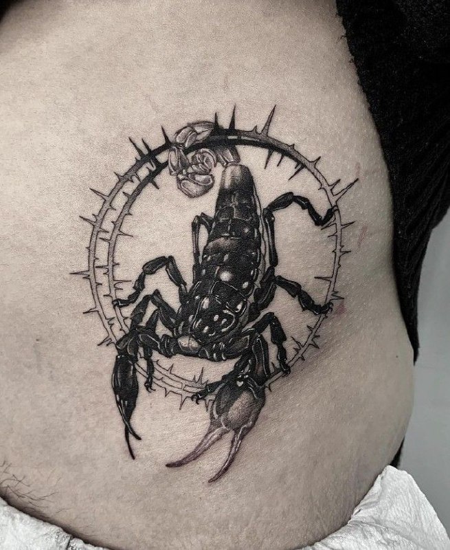 Scorpion tattoo on the side for men