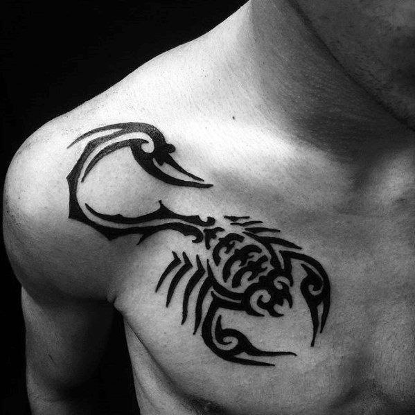 Scorpion tattoo on the chest for men