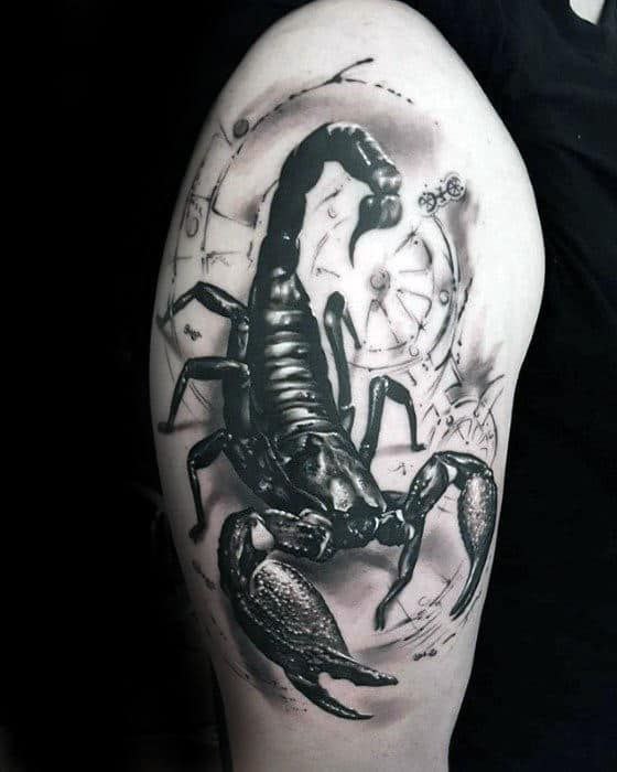 Tattoo of a scorpion on the shoulder for men