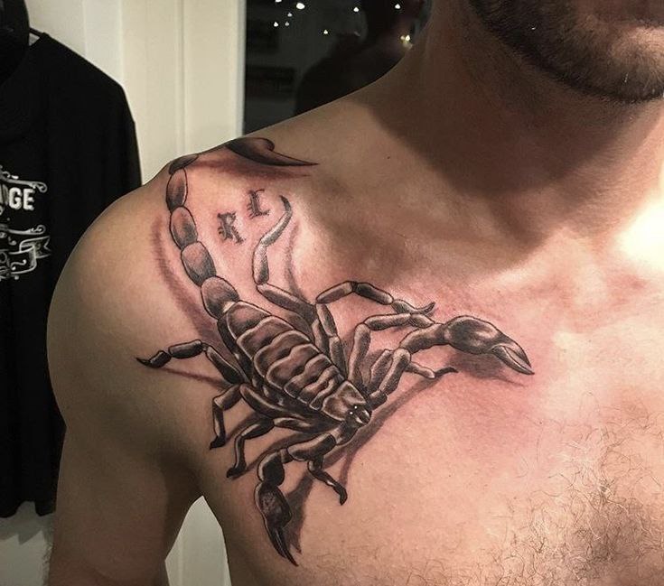 Scorpion tattoo on the chest for men