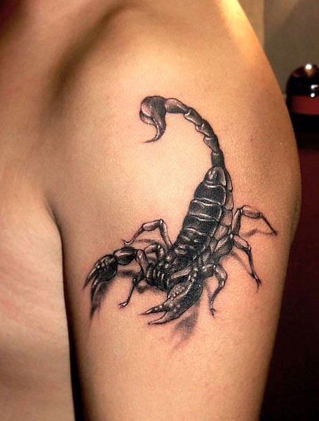 Tattoo of a scorpion on the shoulder for men