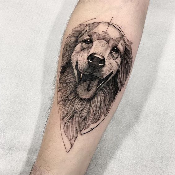 Tattoo of a dog on the forearm for women