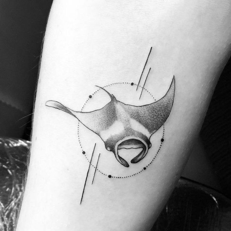 Large stingray tattoo on the arm for men