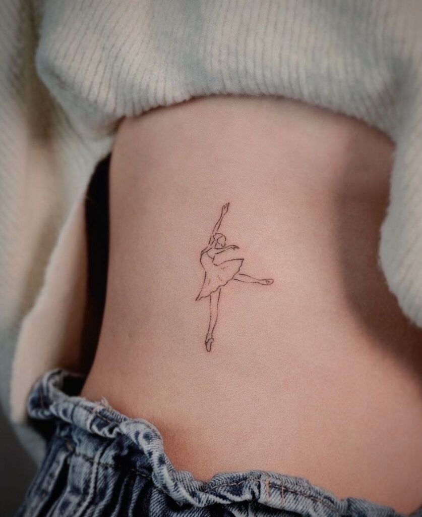 Ballerina tattoo on the side for women