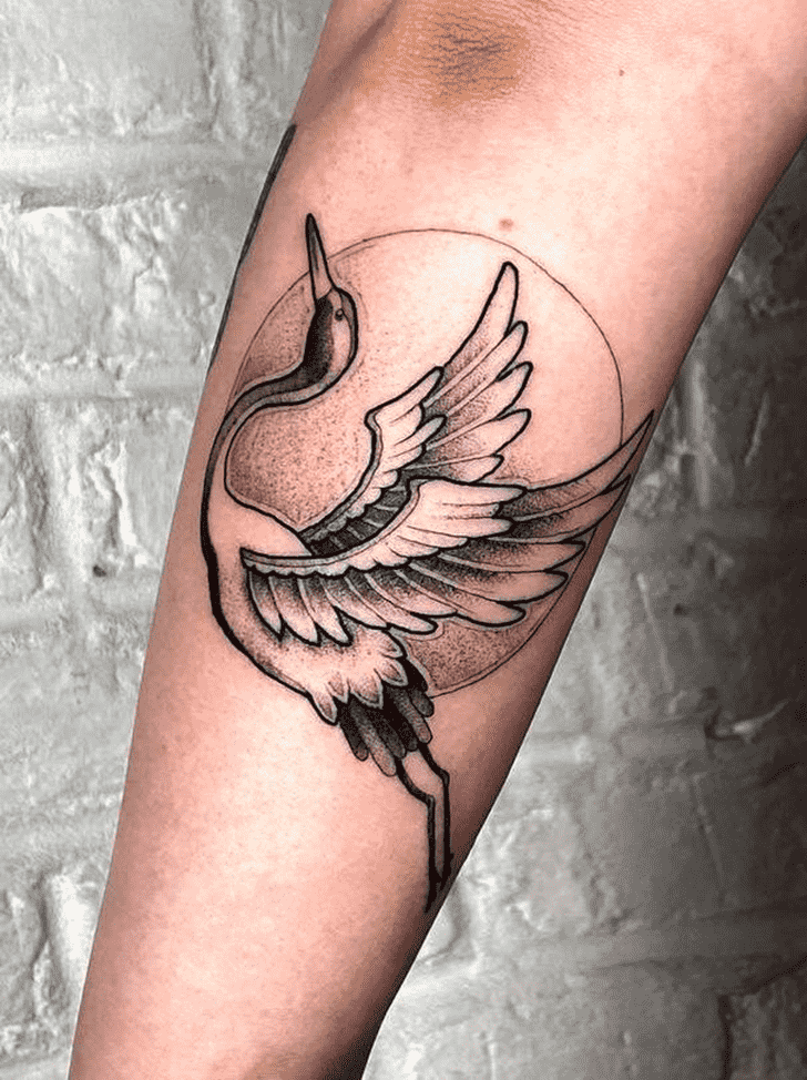 Stork tattoo on the forearm for women