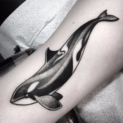 Orca tattoo on the arm for men