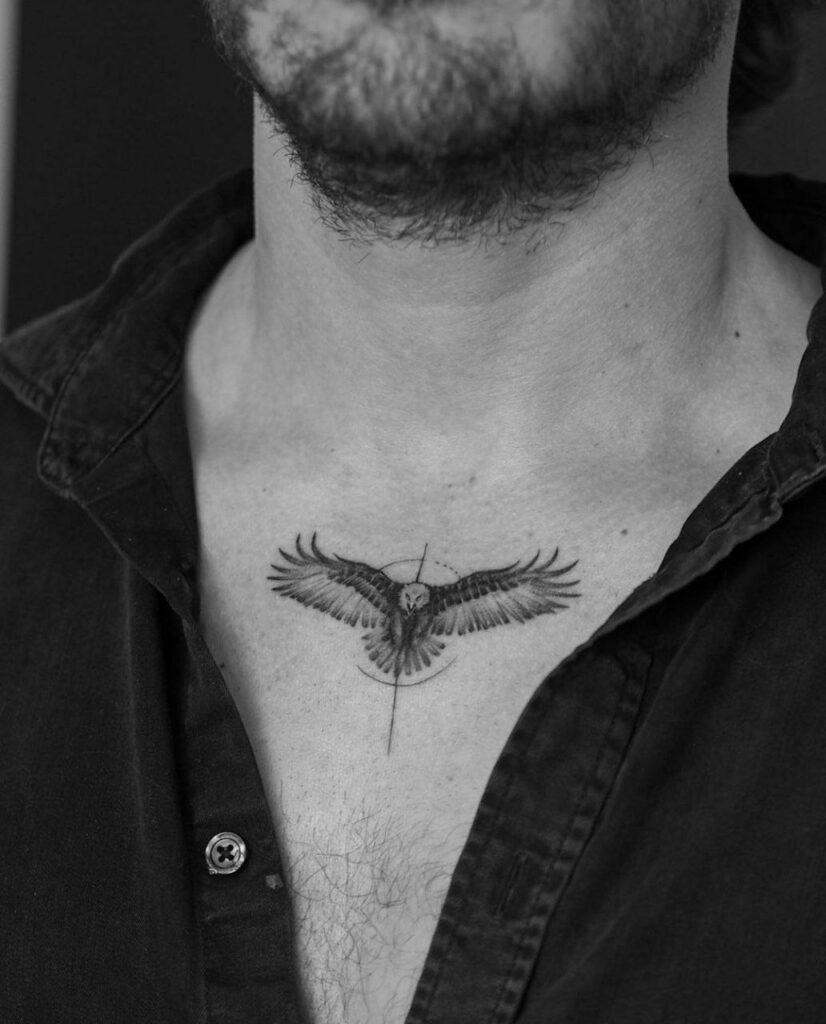 Tattoo of an eagle on the chest for men