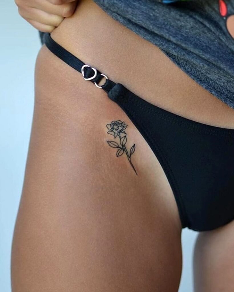 Intimate tattoo of a rose for women