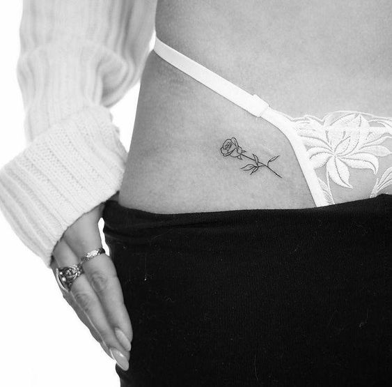 Intimate tattoo of a rose for women