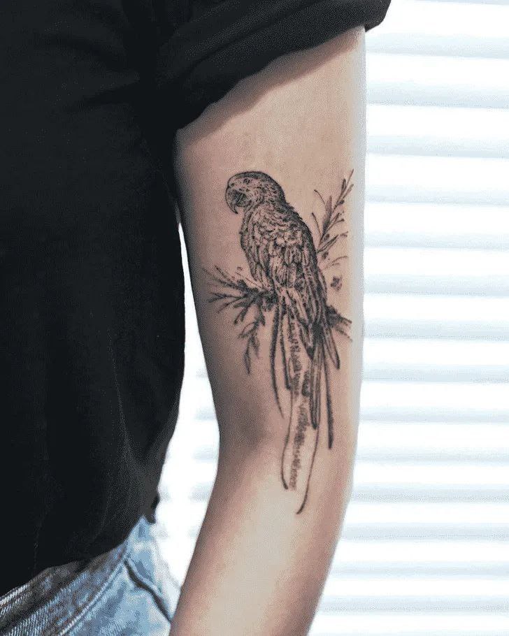 Parrot tattoo on the shoulder for women