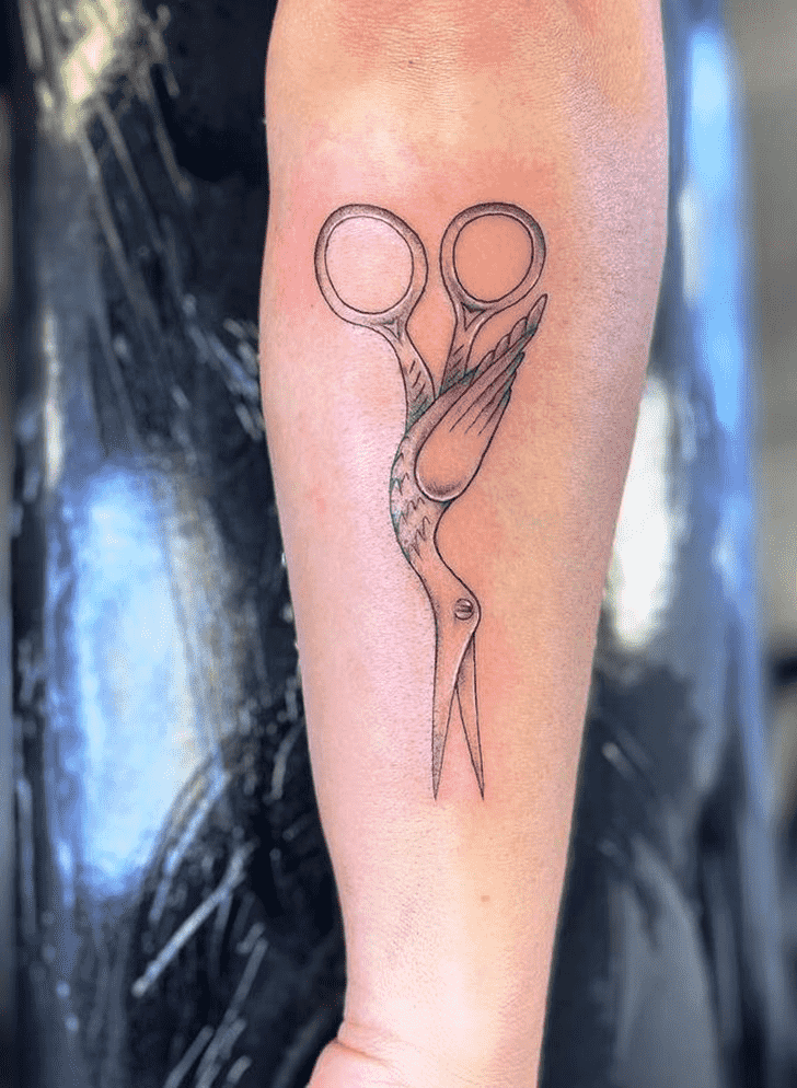 Stork tattoo on the forearm for women