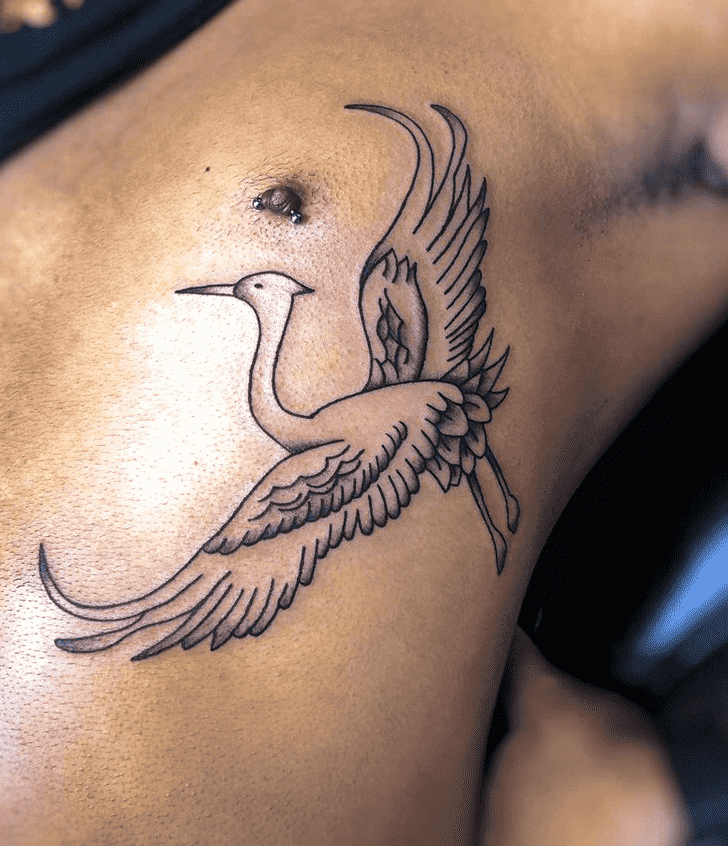 Stork tattoo on the chest for men