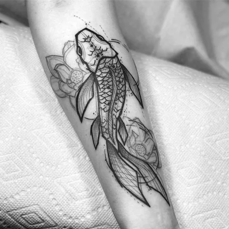 Carp tattoo on forearm for men