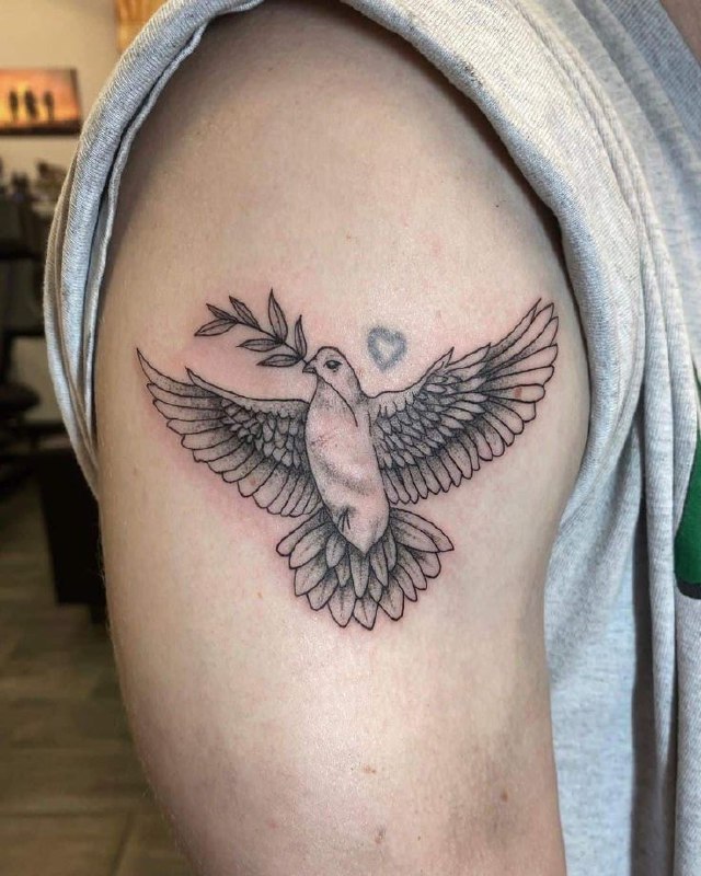 Tattoo of a dove on the shoulder for men