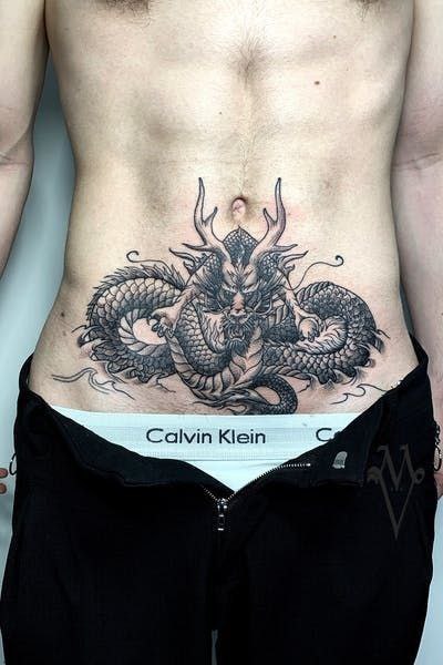 Tattoo on the stomach for men