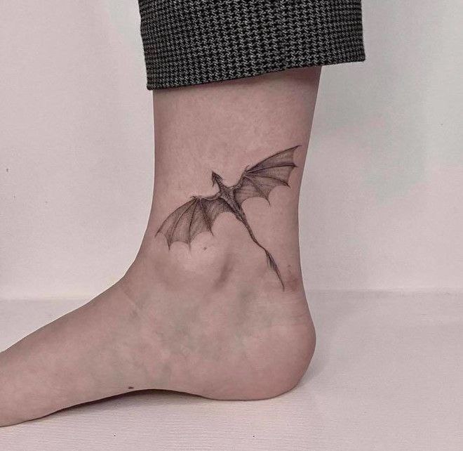 Ankle dragon tattoo for women