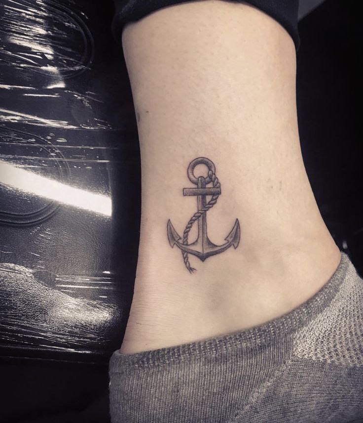 Anchor tattoo on the ankle for women