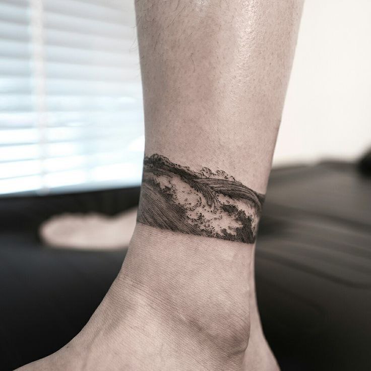 Ankle wave tattoo for women