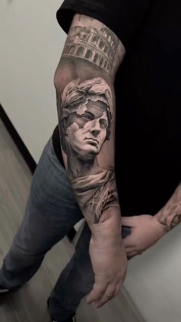 Greek-style tattoo on the forearm for men