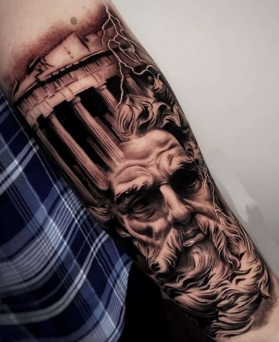 Greek-style tattoo on the arm for men