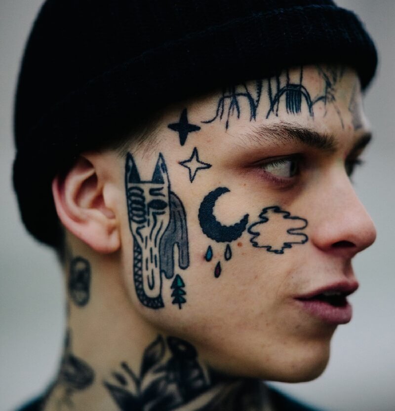 Facial tattoo for men