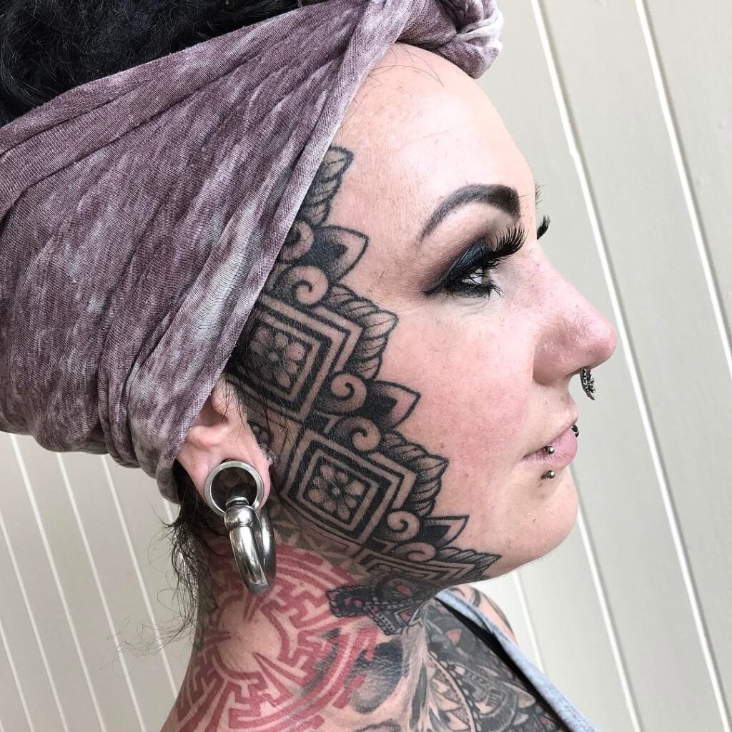 Facial tattoo for women