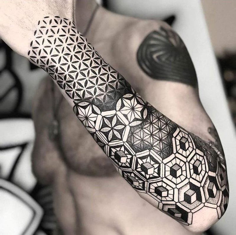 Dotwork tattoo on the arm for men