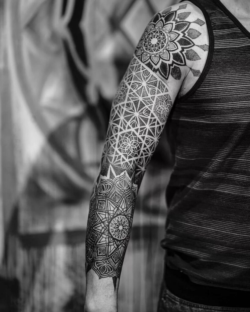 Dotwork tattoo on the arm for men