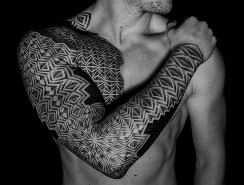 Dotwork tattoo on the arm for men