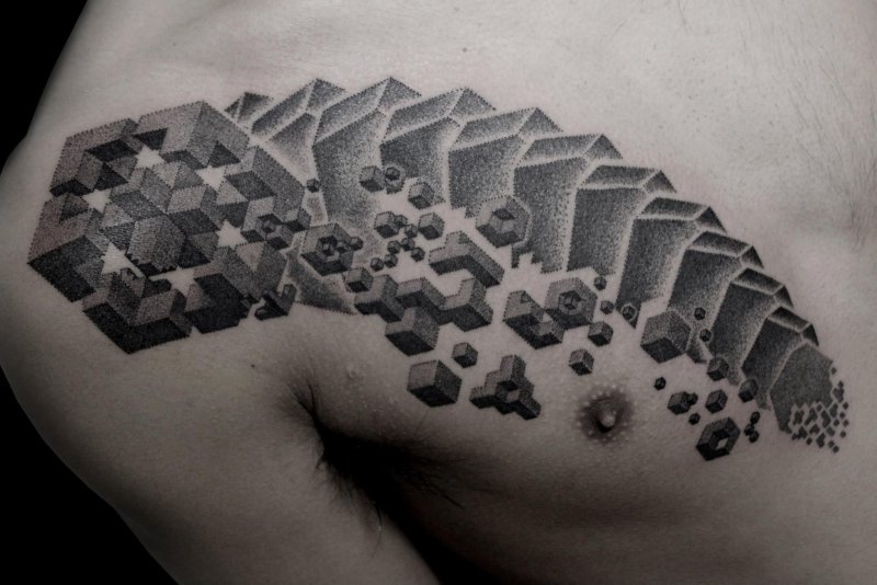 Dotwork chest tattoo for men