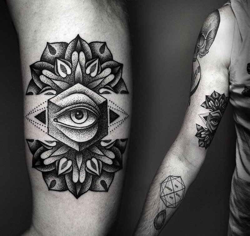 Dotwork tattoo on the arm for men