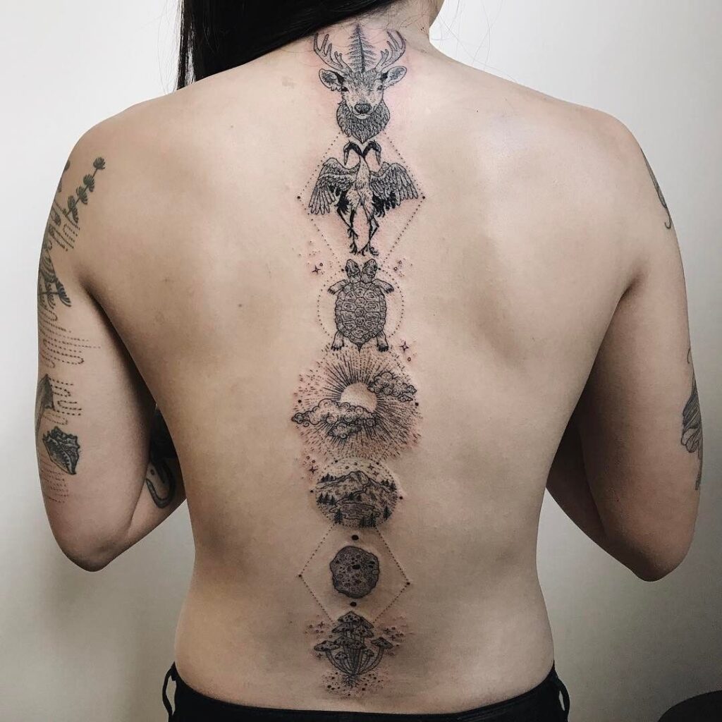 Tattoo on the spine for women