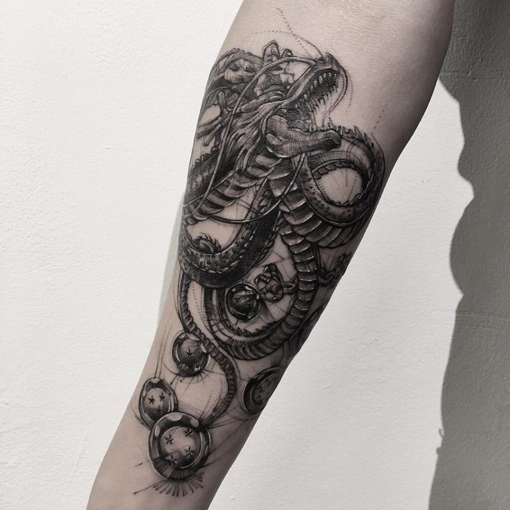 Large dragon tattoo on the forearm for men Large dragon tattoo on the forearm for men