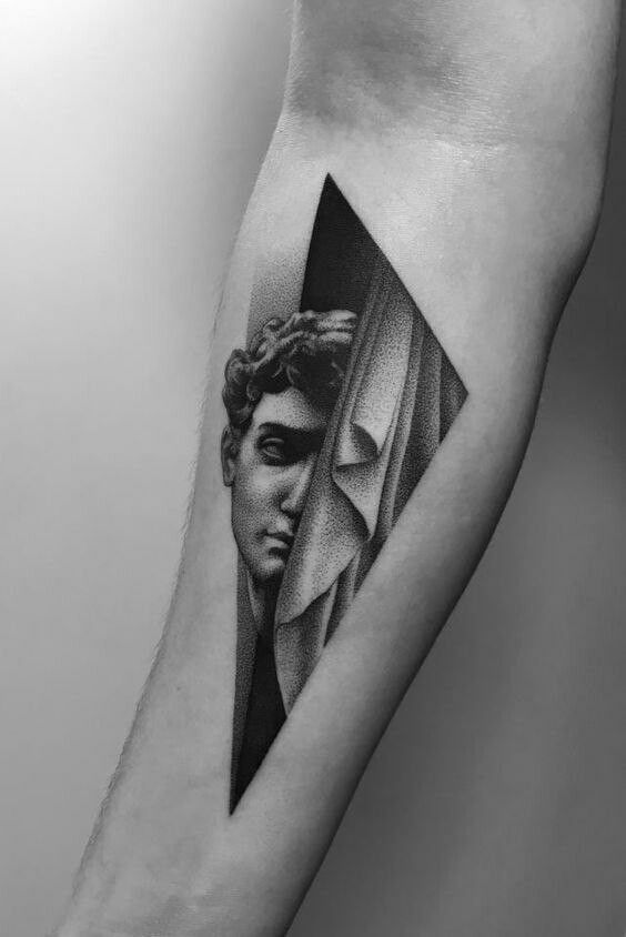 Tattoo in dotwork style on the forearm for men