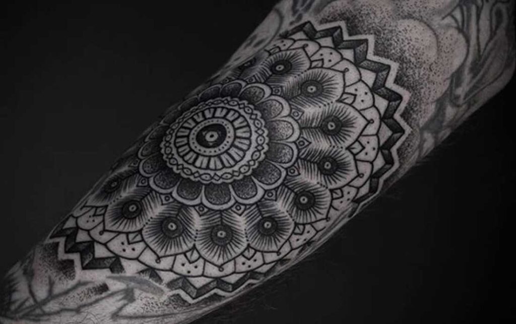 Dotwork tattoo on the arm for men