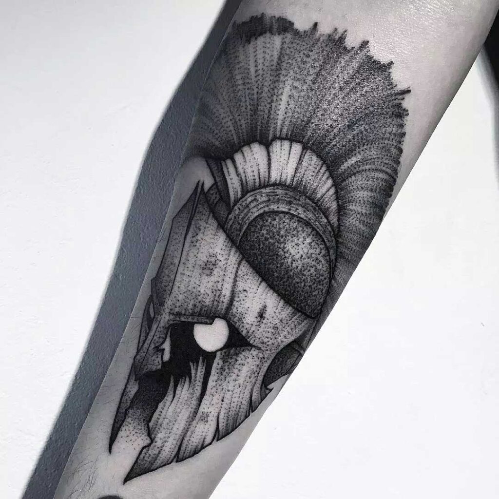 Tattoo in dotwork style on the forearm for men