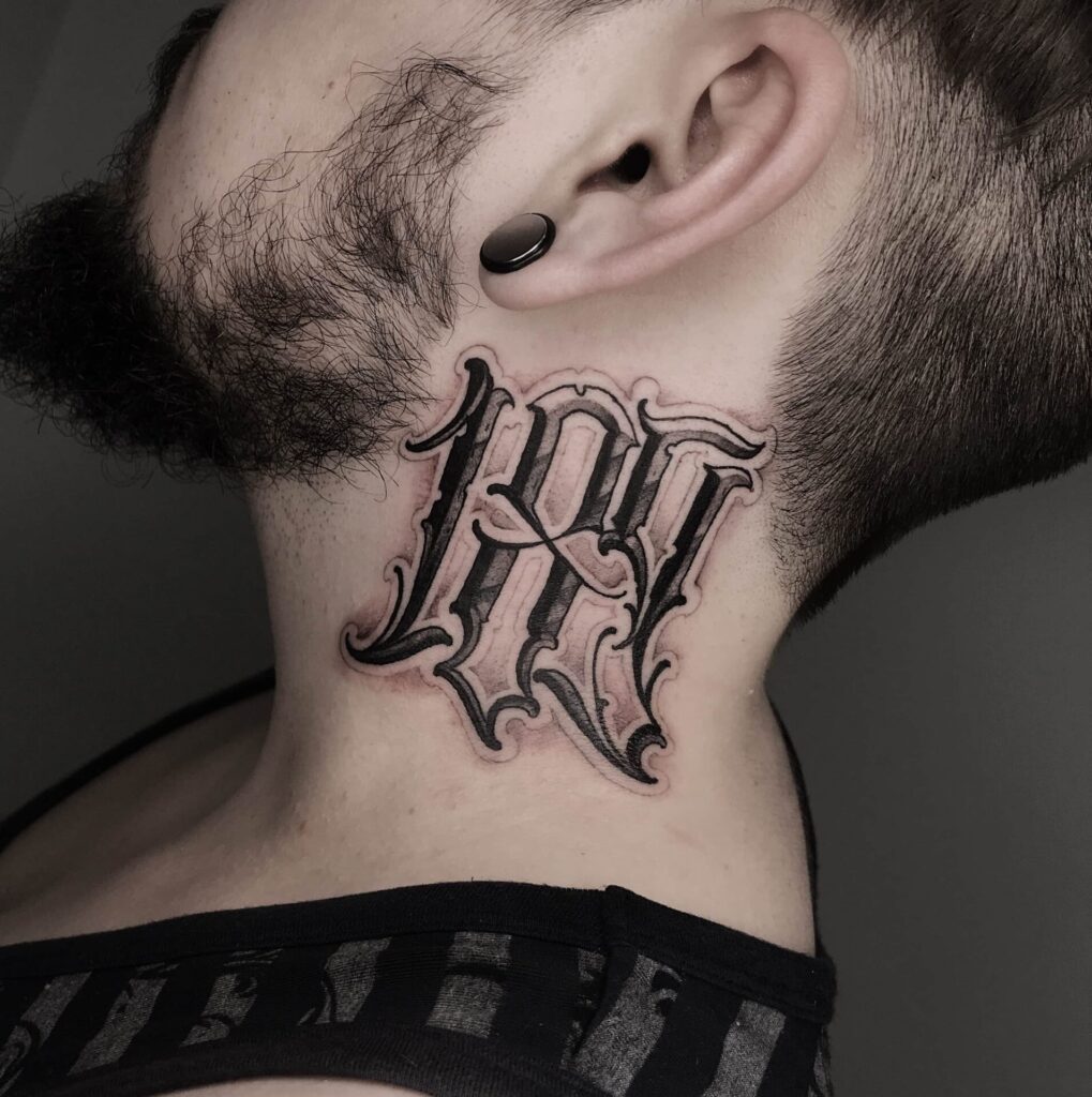 Tattoo on the neck for men