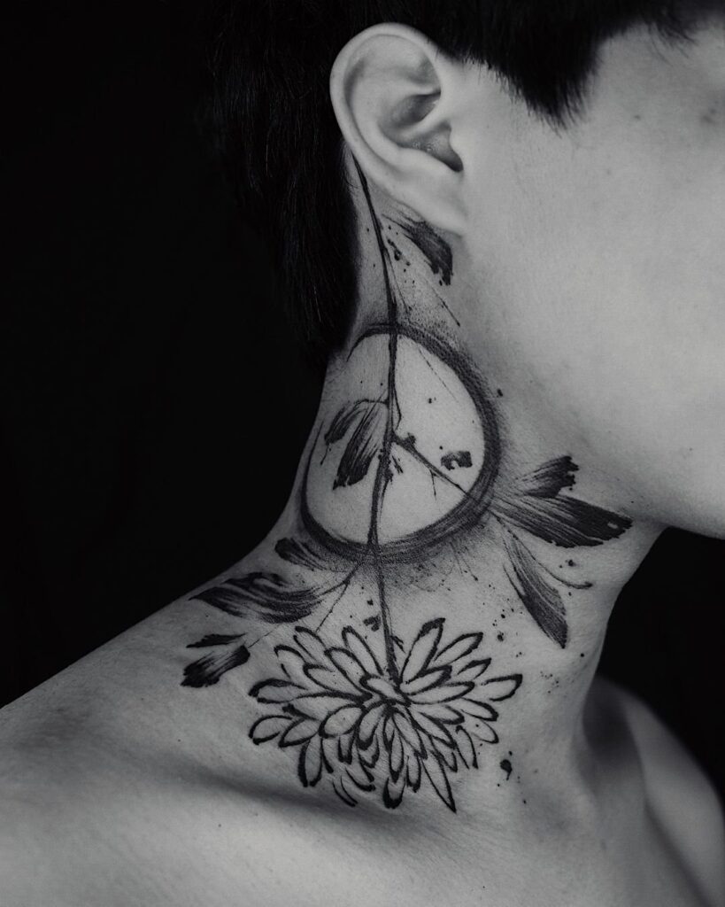 Tattoo on the neck for men