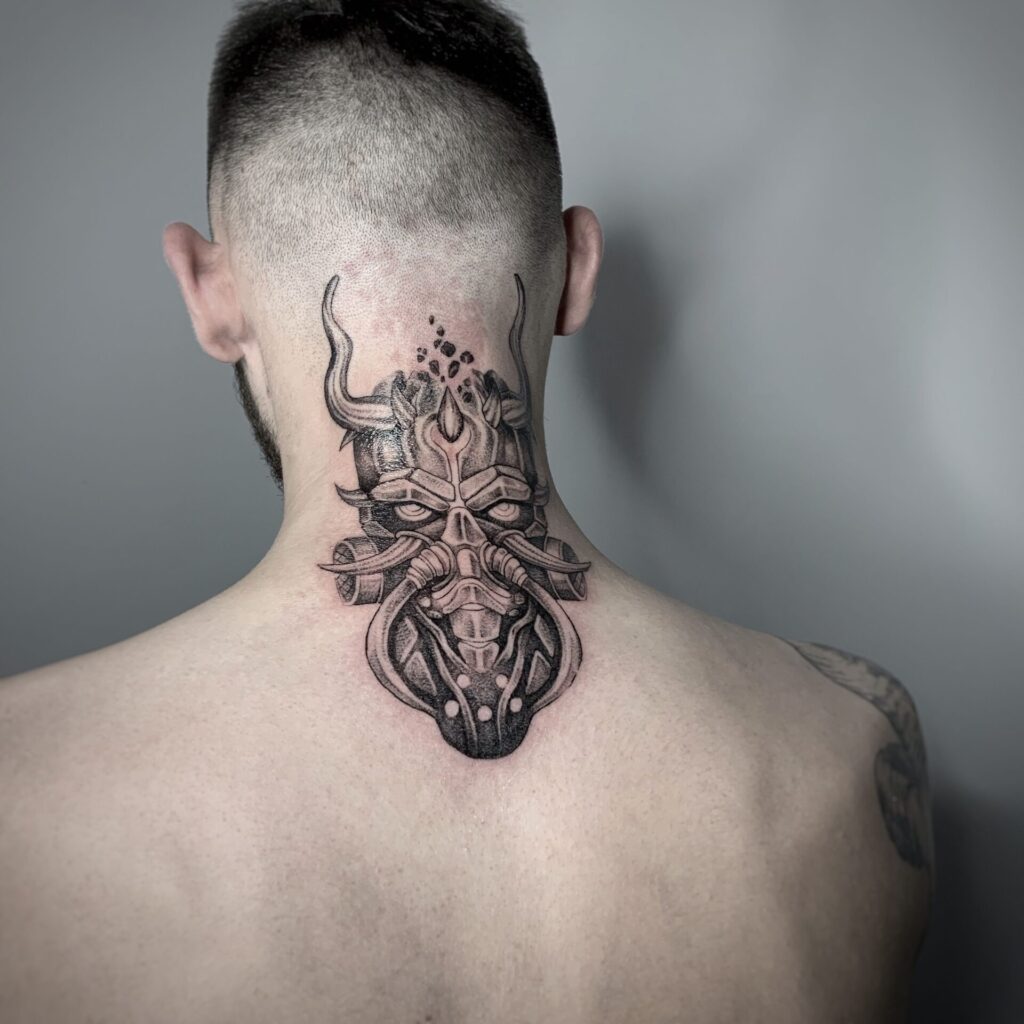 Tattoo on the neck for men