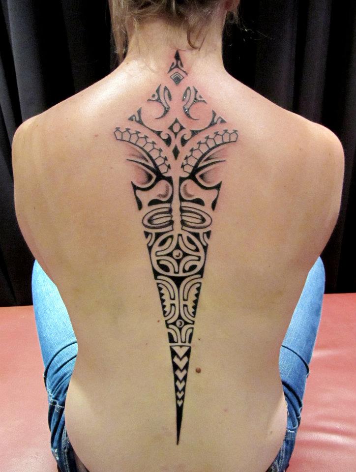 Large tattoo on the back for women