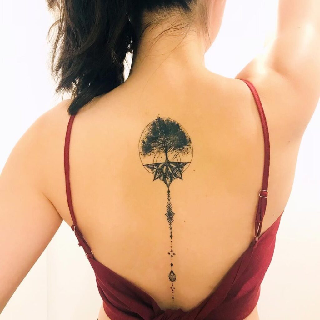 Tree tattoo on the back for women