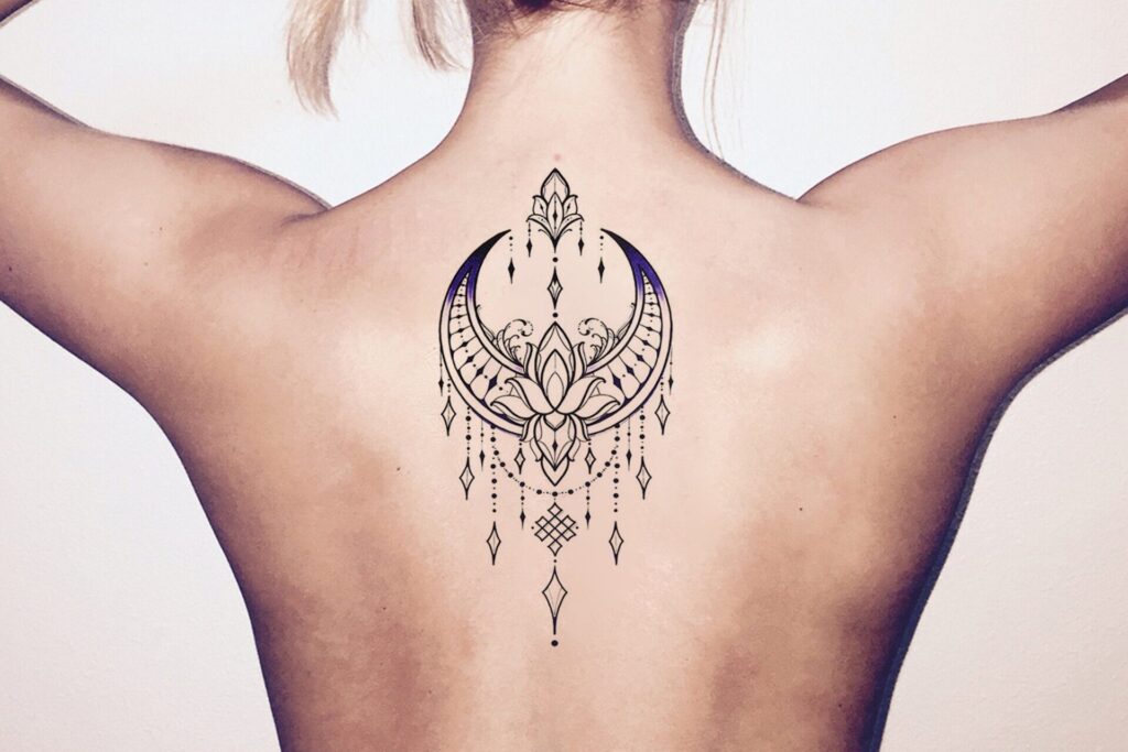 Tattoo on the back for women