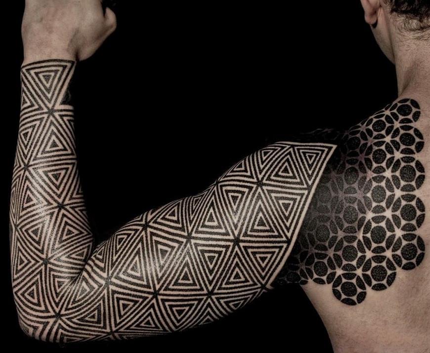 Black&Grey tattoo on the arm for men