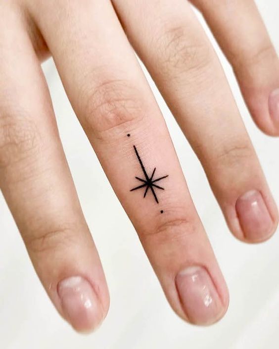 Star tattoo on the finger for women